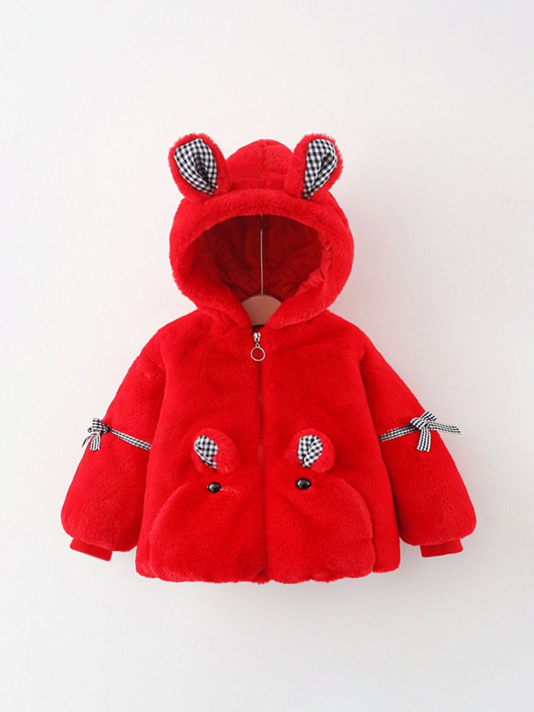 YK Girls Hooded Self Design Sherpa Jacket-picture-18