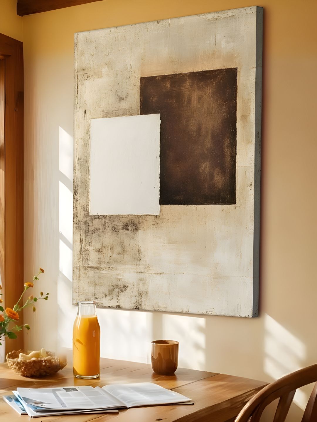 Art Street Beige & White Abstract Canvas Wall Art-picture-25