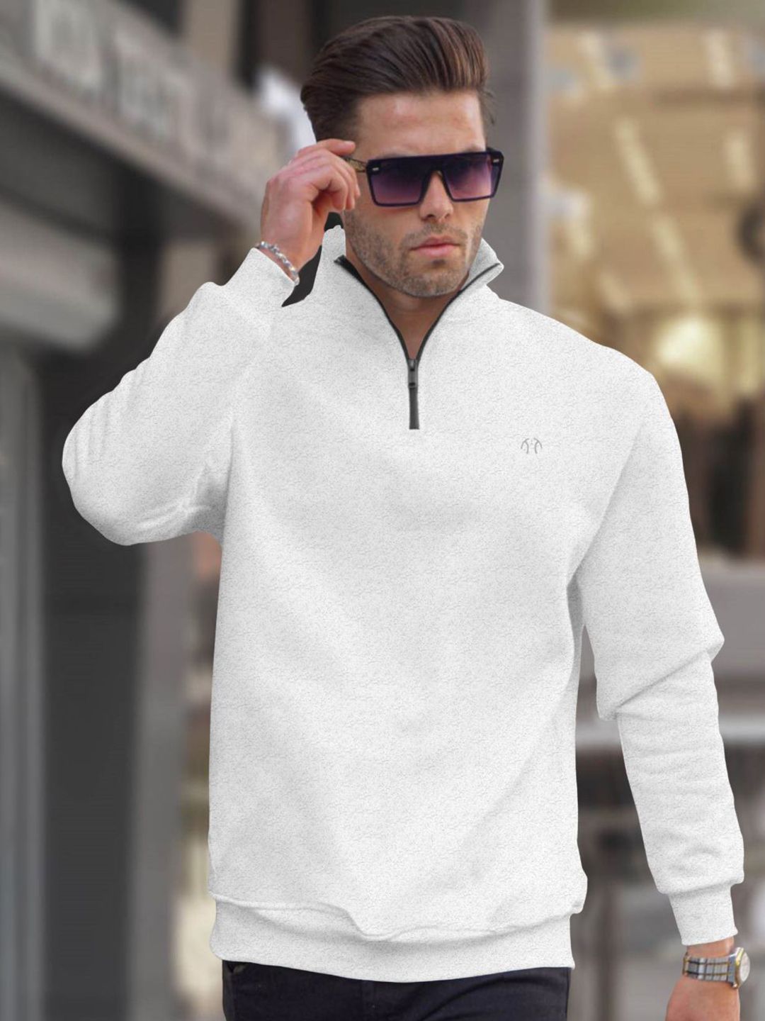 Triptee Men Solid Mock Collar Long Sleeves Sweatshirt-picture-15