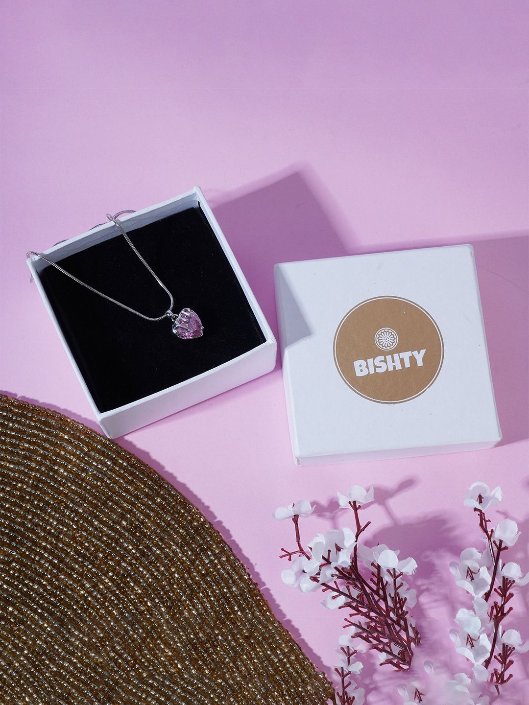 Bishty Fashion Stainless Steel Silver-Plated Stones Studded Heart Pendant With Chain-picture-21