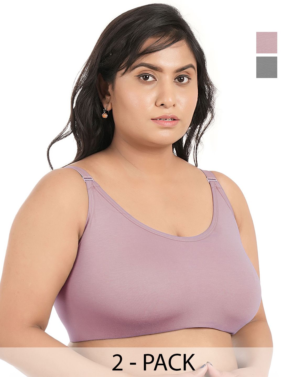 elina Pack Of 2 Full Coverage Non Padded Seamless Non-Wired Cotton Minimizer Bra-picture-12