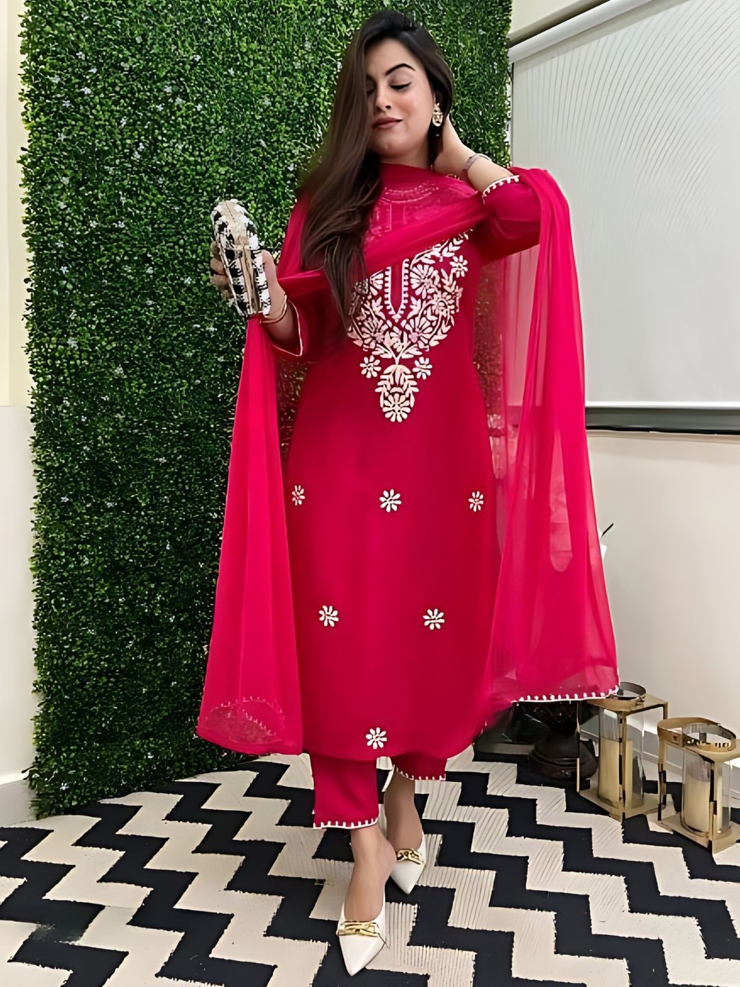KALINI Women Ethnic Motifs Embroidered Kurta with Trousers & Dupatta