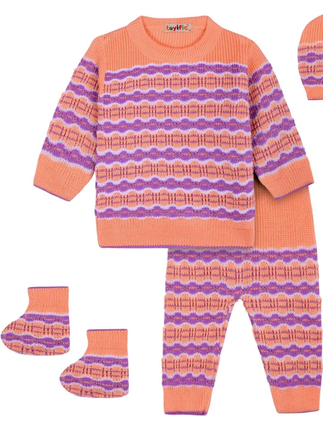 toyific Kids Knitted Woollen Sweaters Set With Booties & Cap-picture-17