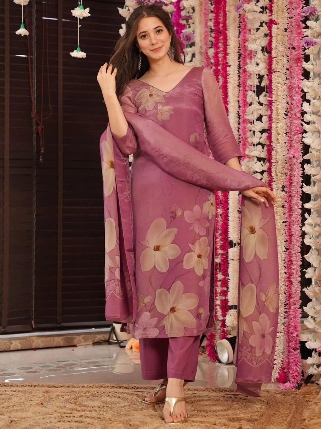 KALINI Women Floral Printed Kurta with Trousers & Dupatta