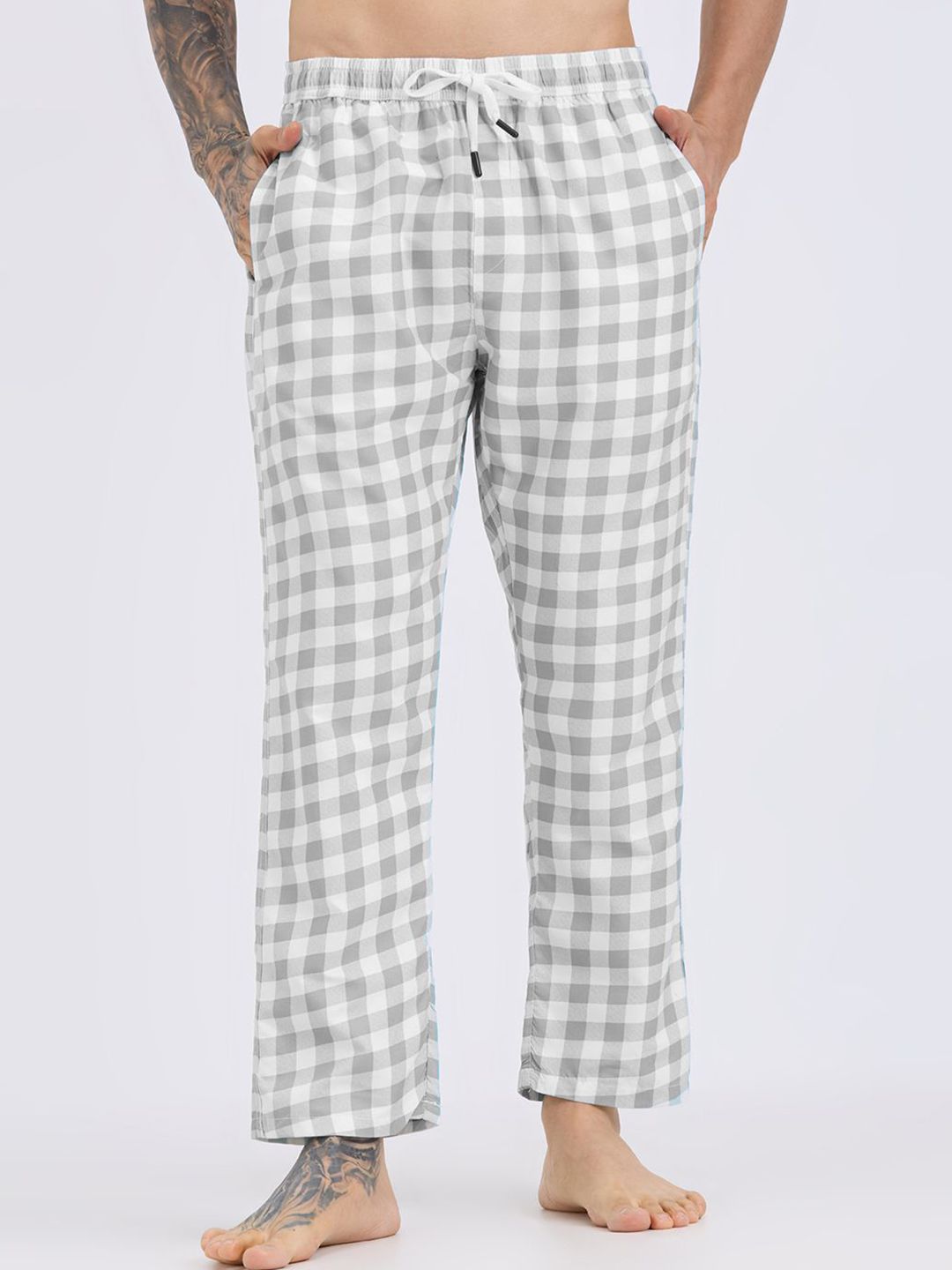 TCI Men Checked Mid-Rise Lounge Pants-picture-12