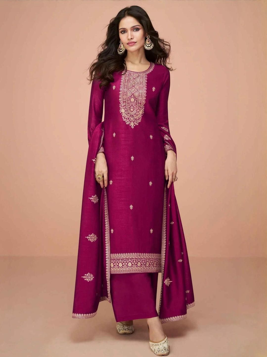 Xomantic Fashion Women Pink Art Silk Kurta Sets