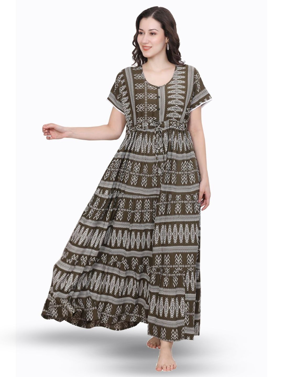 Ms.Lingies Women Ethnic Motif Printed Maxi Nightdress-picture-10