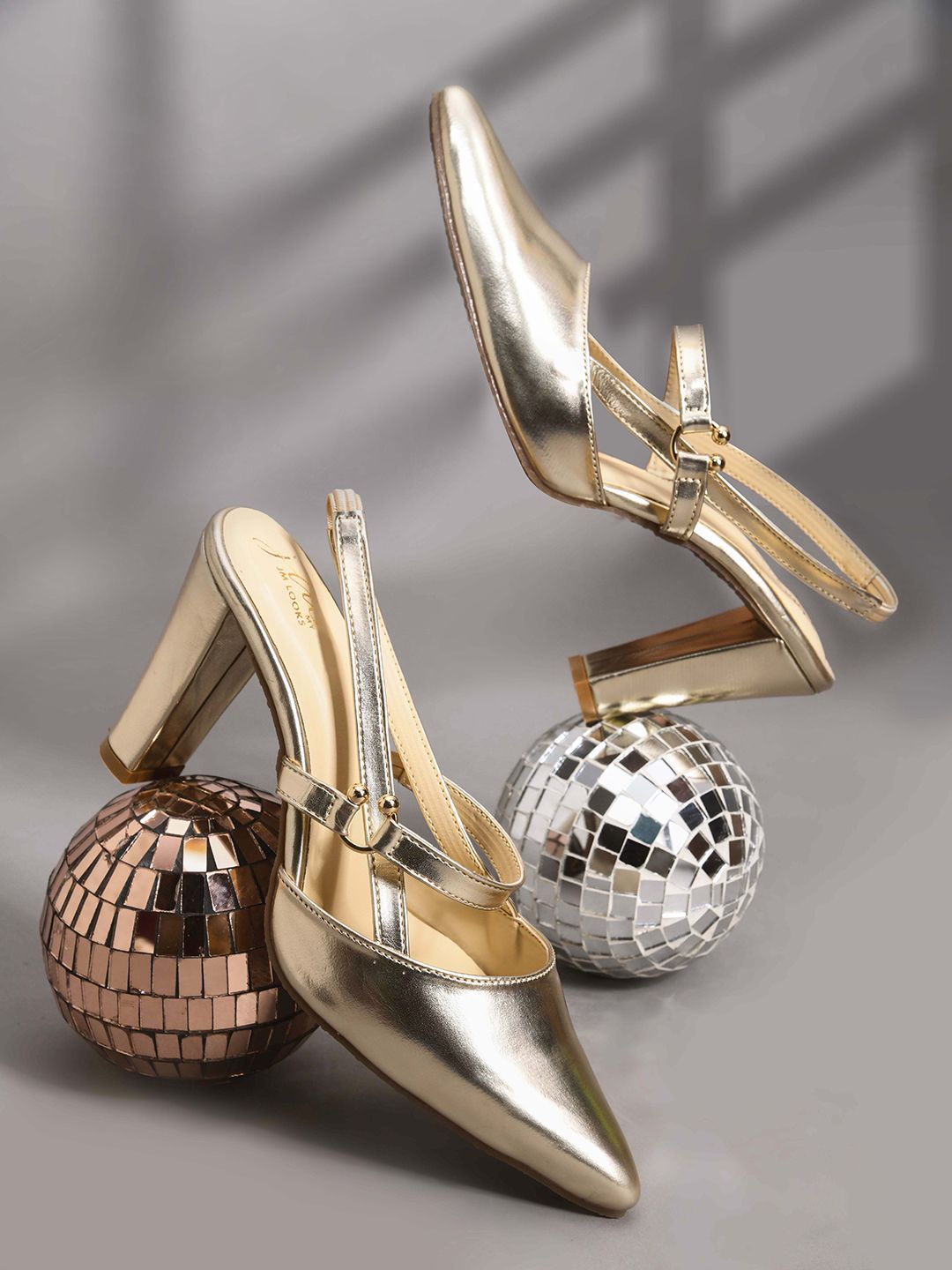 JM Looks Metallic Slingback Block Heel Sandals-picture-27