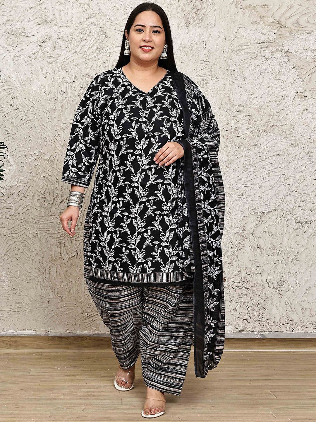 Roly Poly Women Ethnic Motifs Print Plus Size Kurta with Salwar & Dupatta