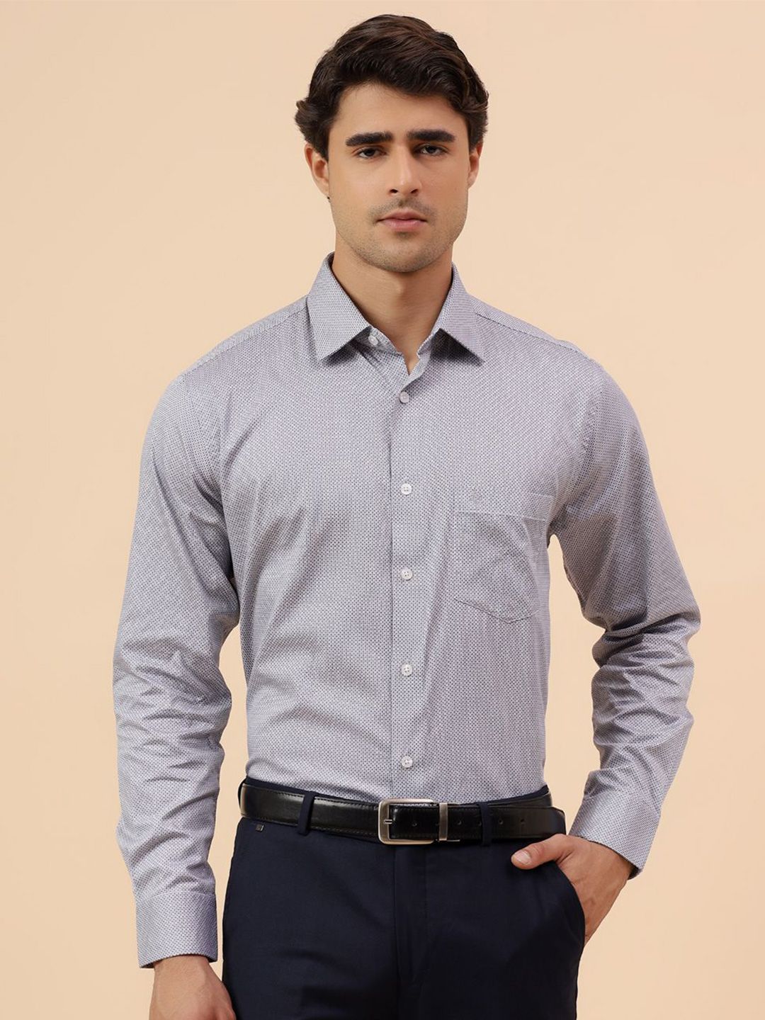 Cantabil Men Comfort Fit Micro Ditsy Printed Spread Collar Cotton Formal Shirt-picture-30