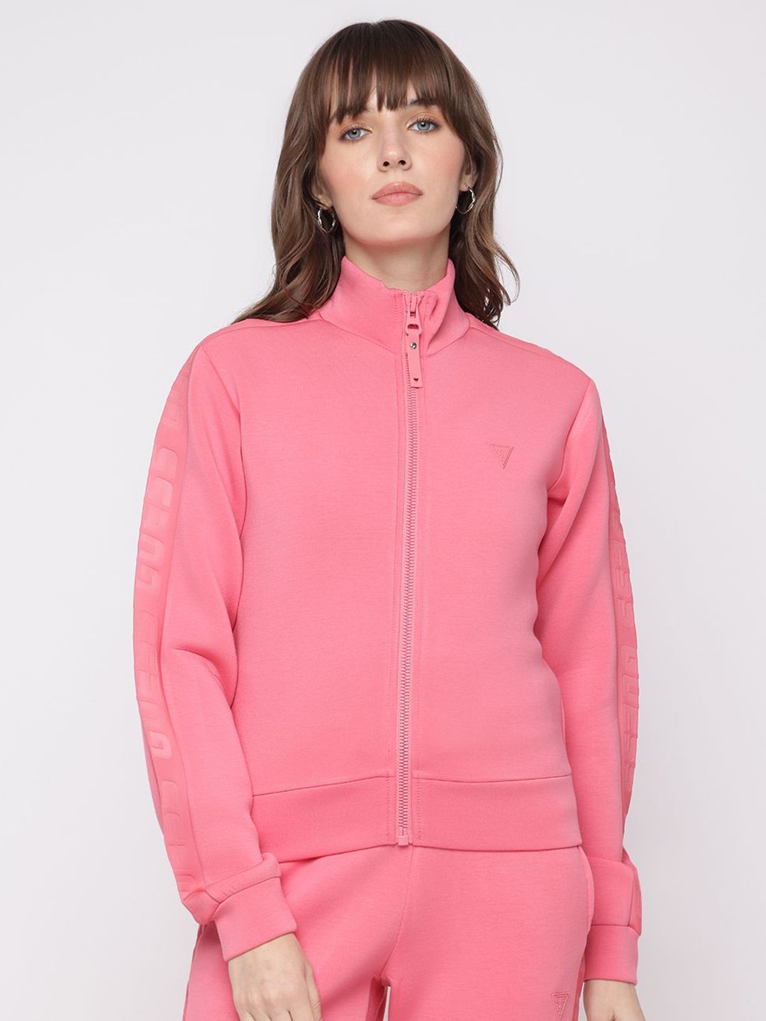 GUESS Women Mock Collar Front-Open Sweatshirt-image-36