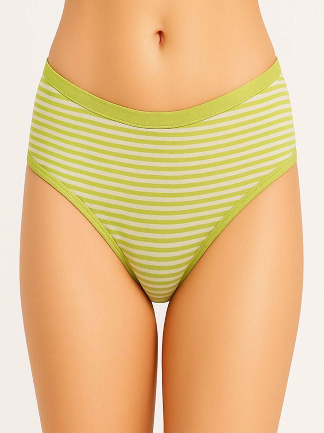 Moda Rapido Striped Cotton Mid Rise Briefs vivo stripes lime green-S-Green-image-24