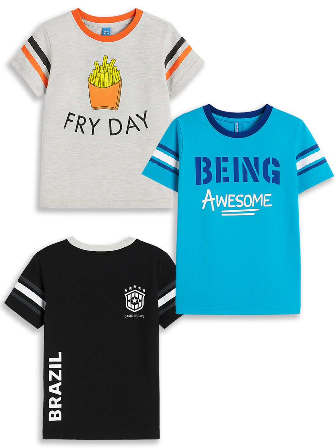 Here&Now X Game Begins Boys Pack Of 3 Typography Printed T-Shirt-picture-22