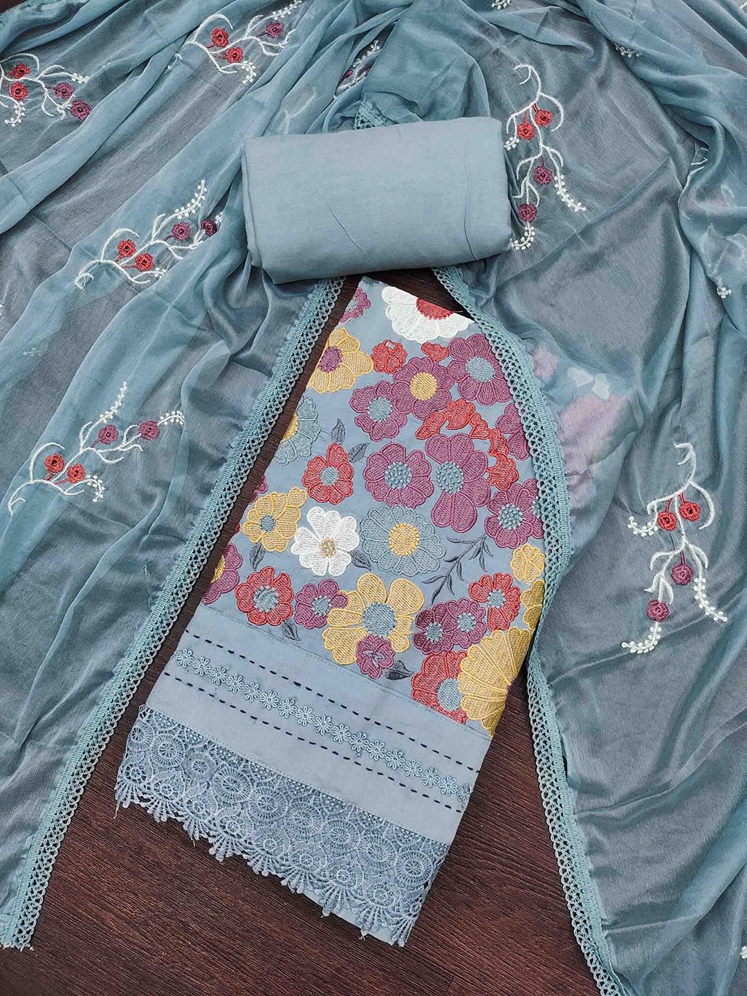 Blissta Embroidered Unstitched Dress Material-picture-24