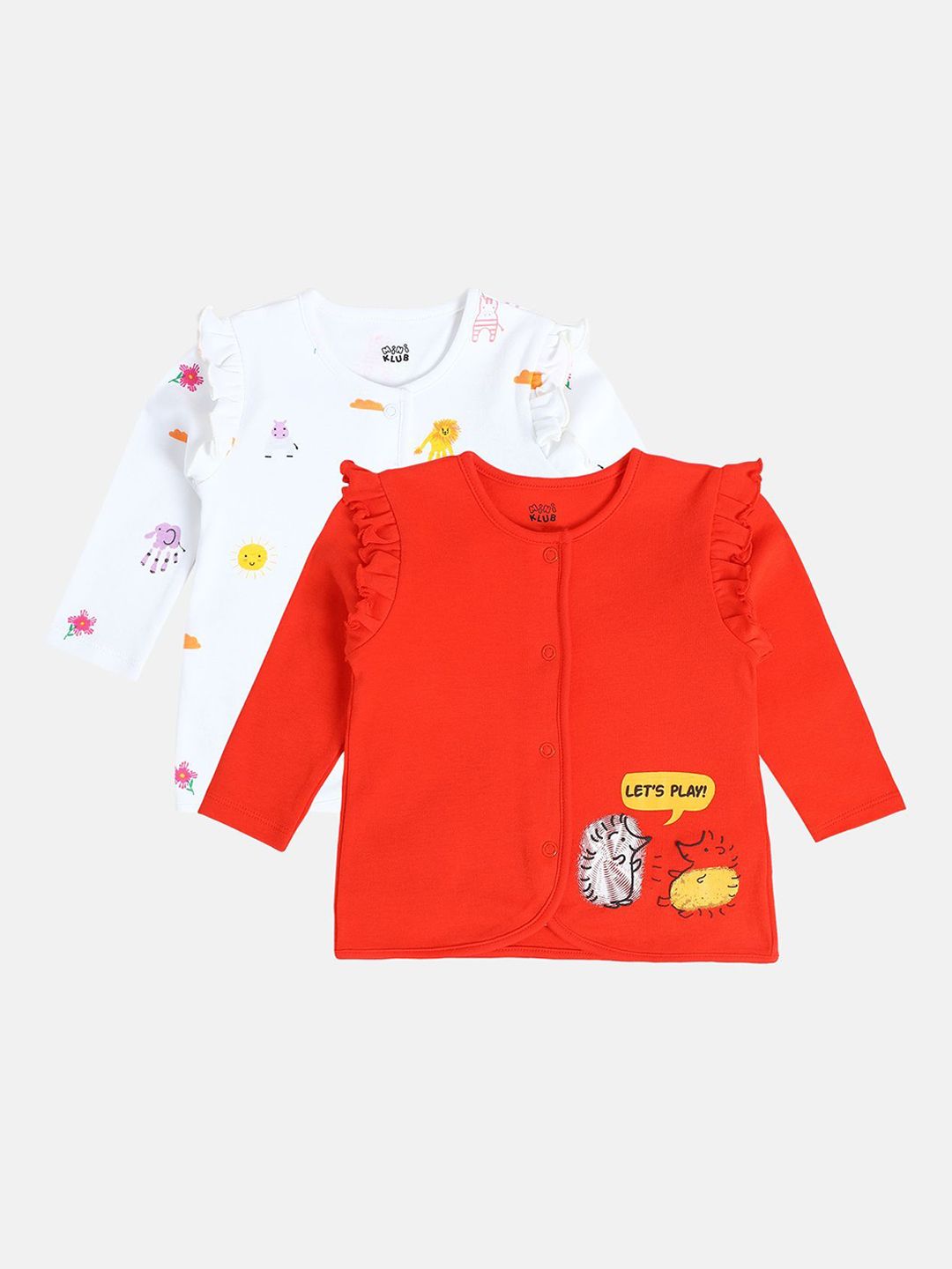 MINI KLUB Girls Pack Of 2 Animal Printed Cotton Jhabla 29NGFV688-picture-39