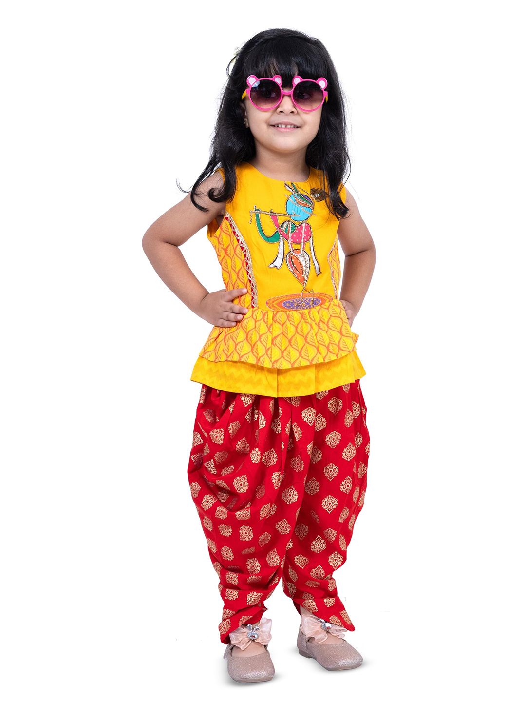 Twisha Girls Embroidered Round Neck Pure Cotton Top With Dhoti Pants-picture-16