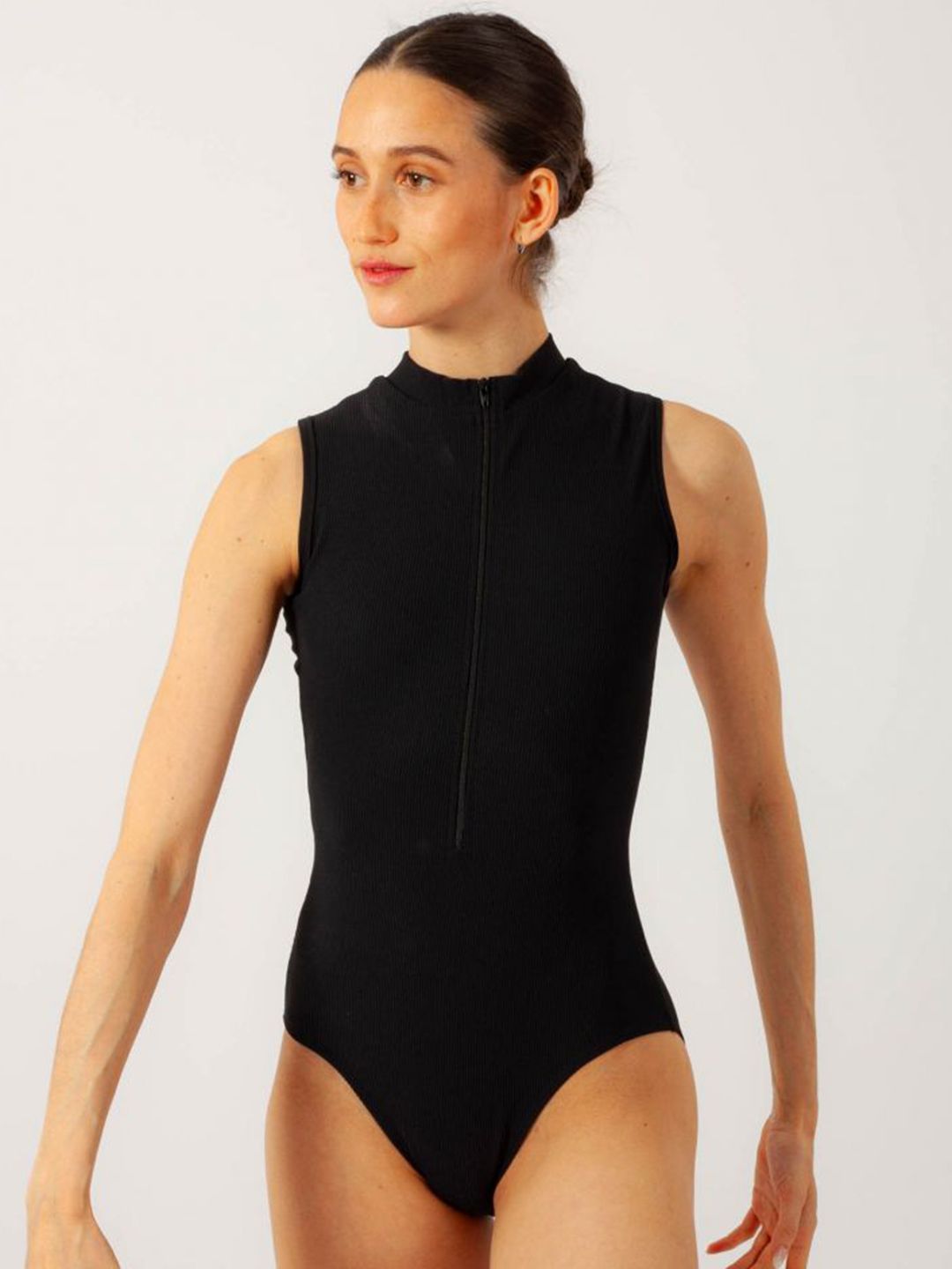 ZEROZABAR Round Neck Ribbed Zipper Bodysuit-picture-25