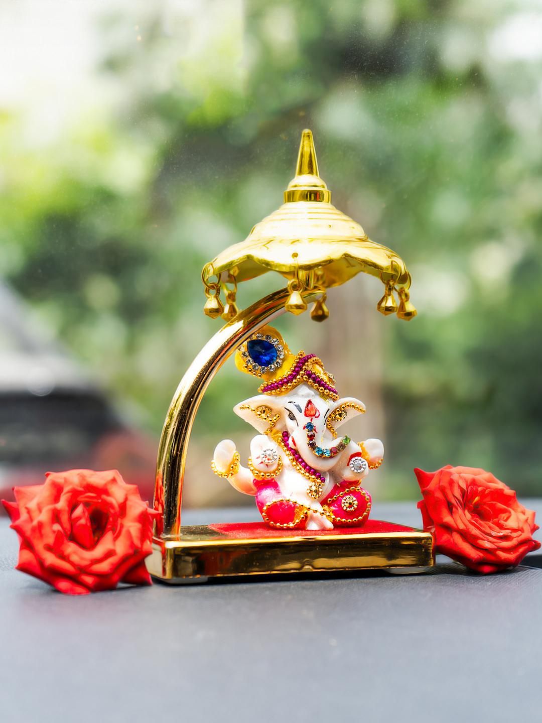 Ekhasa Ekhasa Ganesh Idol for Car Dashboard with Umbrella Showpiece-picture-33
