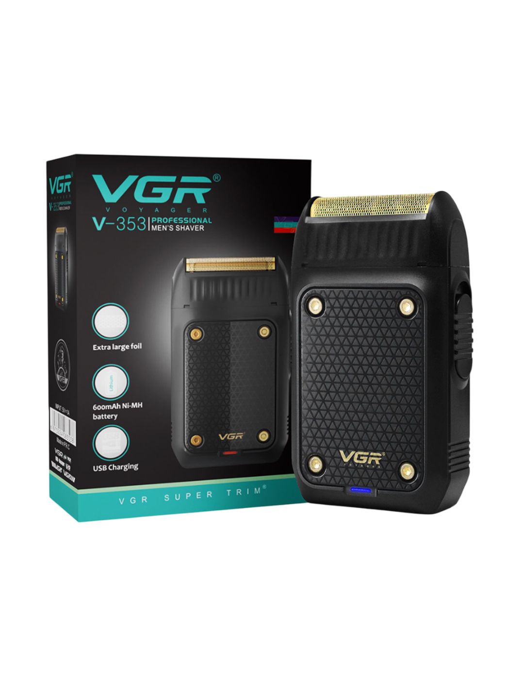 VGR Men's Grooming Shaver With Dual Foil & Pop-Up Trimmer - VL-353 - Black-image-34