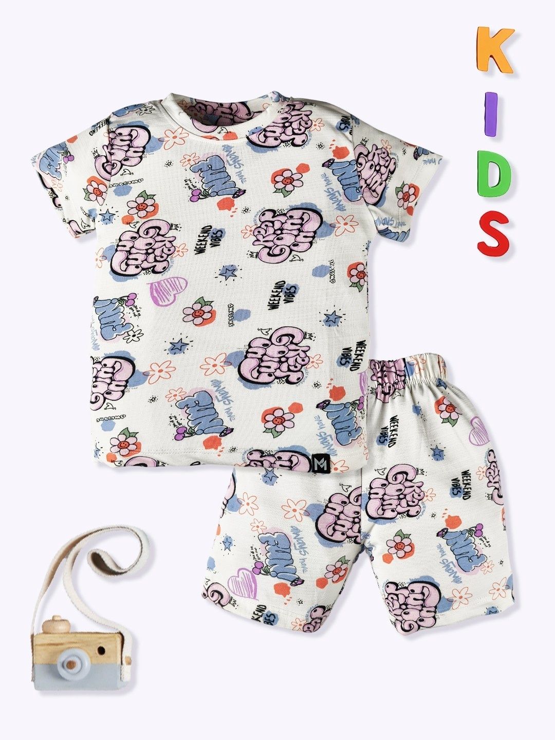 YK X Minute Mirth Infant Girls Typography Printed Clothing Set-image-3