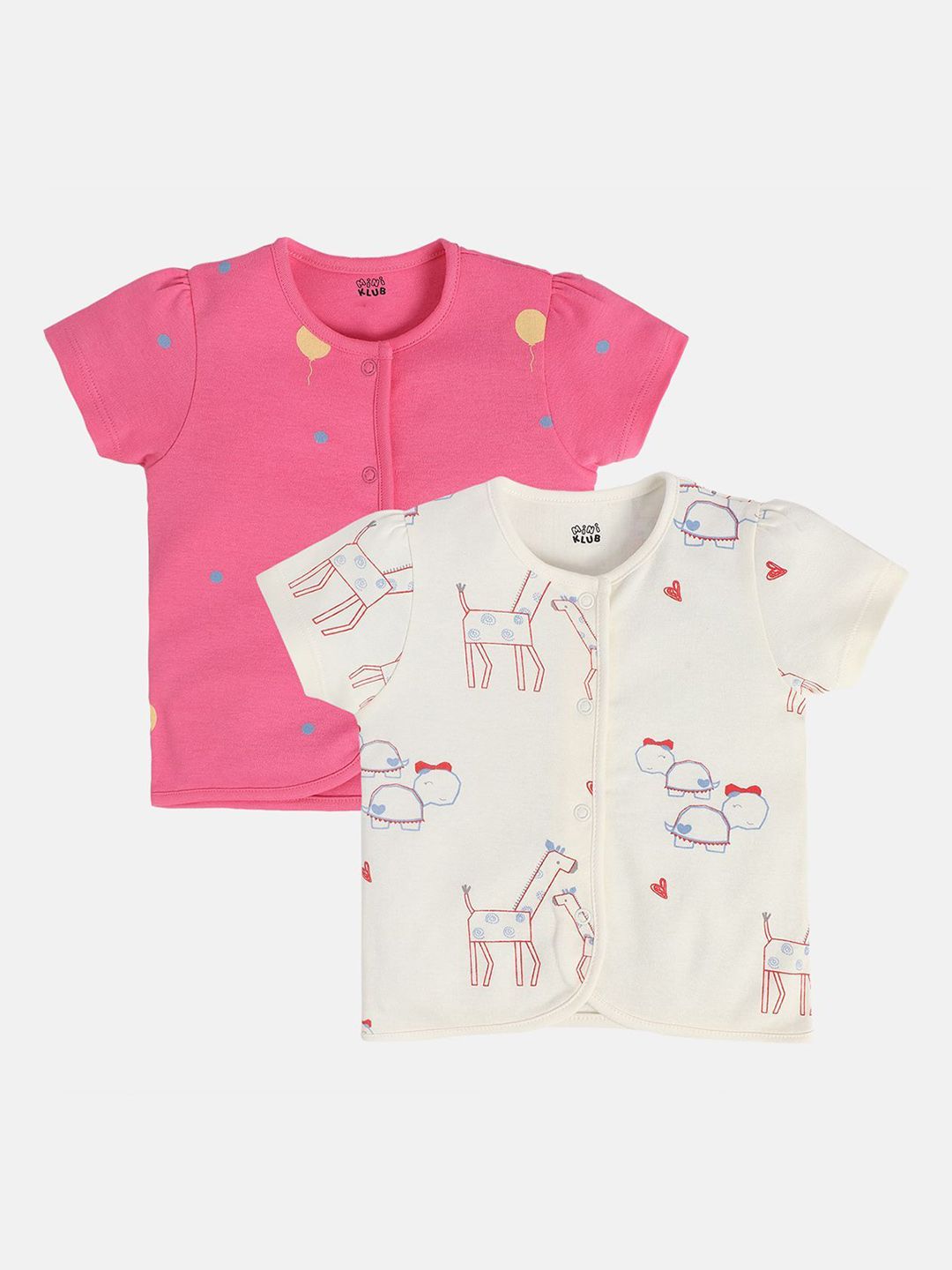 MINI KLUB Infant Girls Pack Of 2 Polka dots & Animal Printed Jhabla 29NGFV700-picture-39