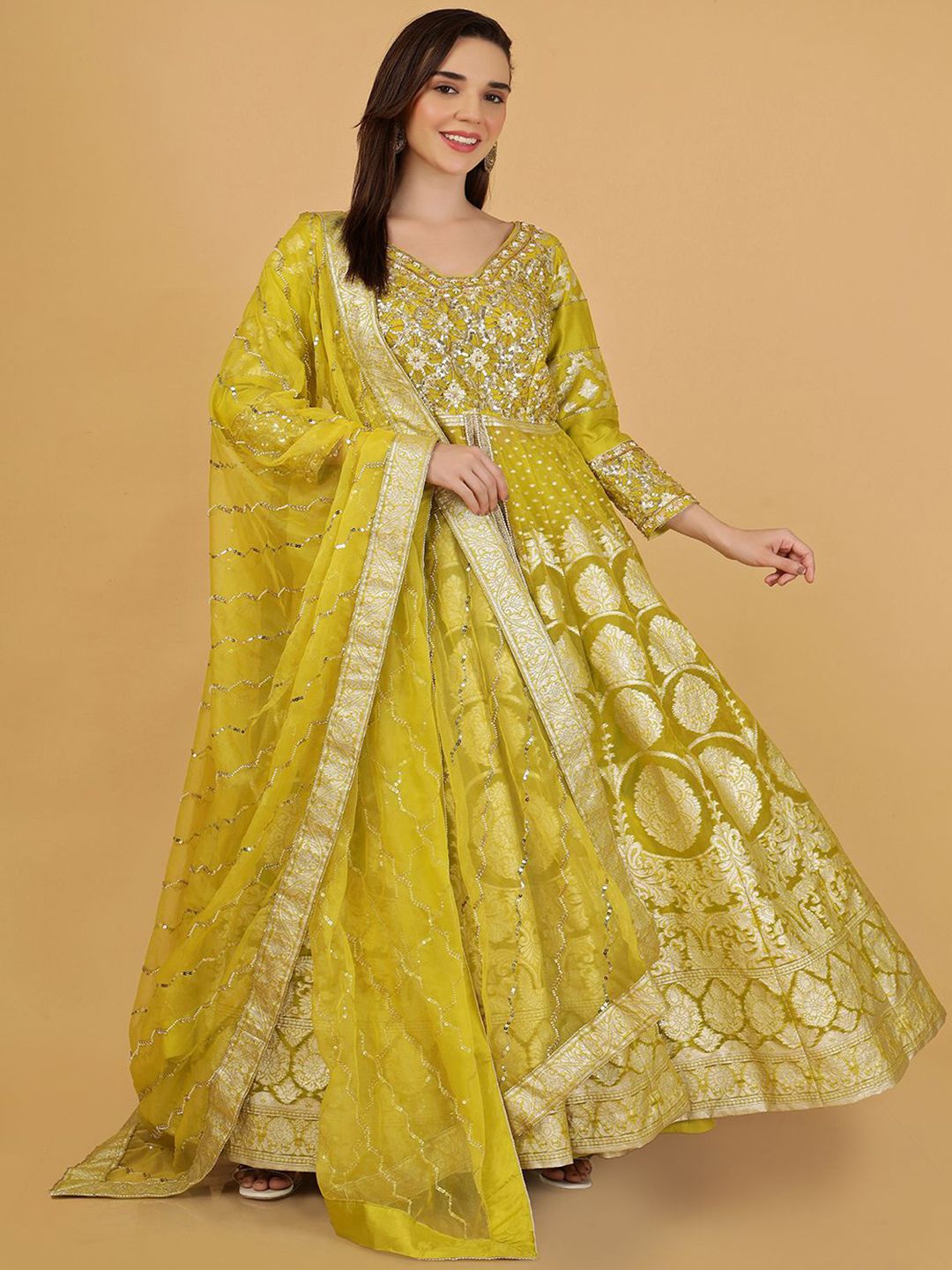 MILU MADAN Embroidered Beads and Stones Ready to Wear Lehenga With Dupatta-image-5
