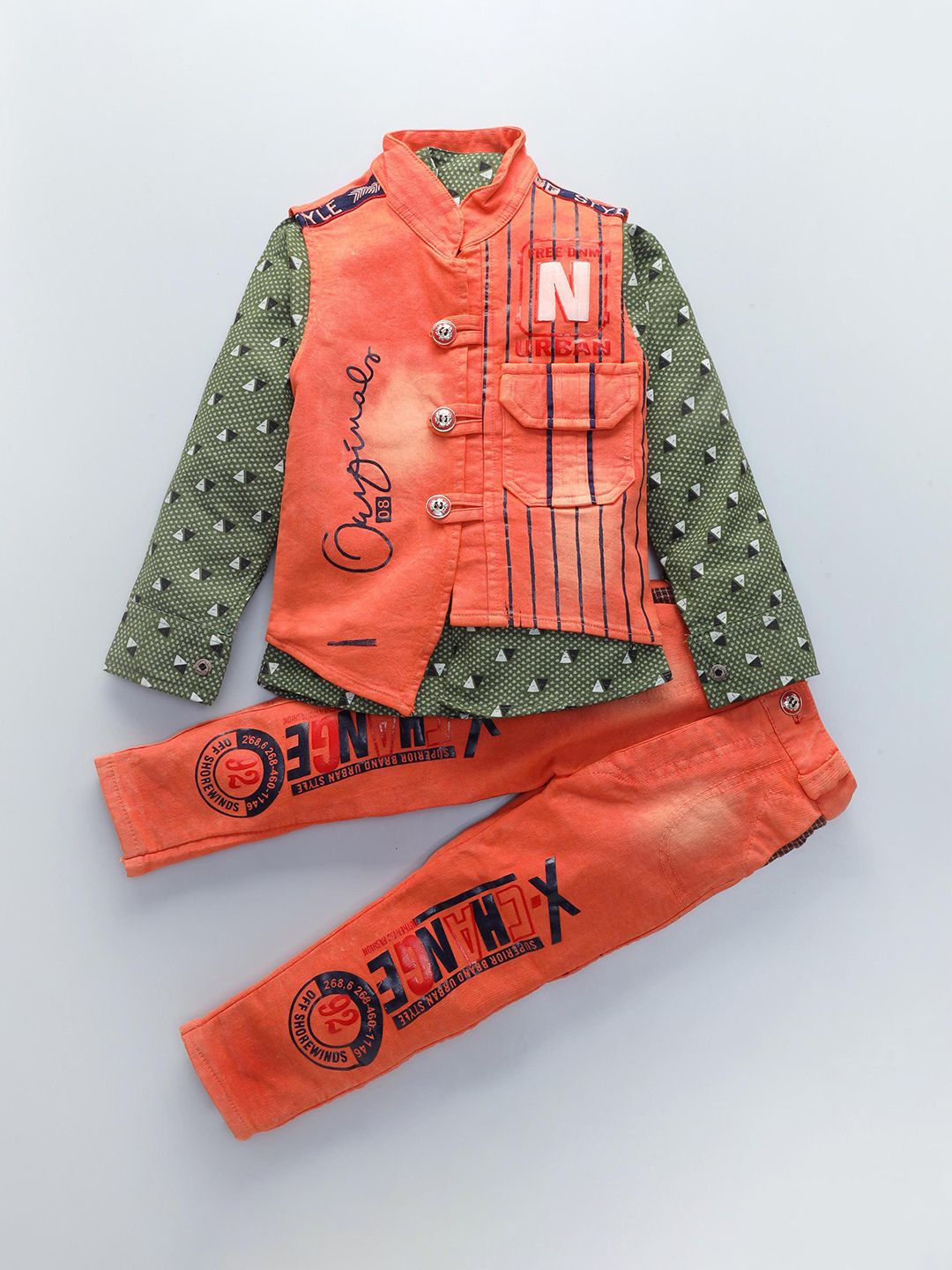 Usman Harooni Collection Boys Printed Shirt with Trousers-picture-21