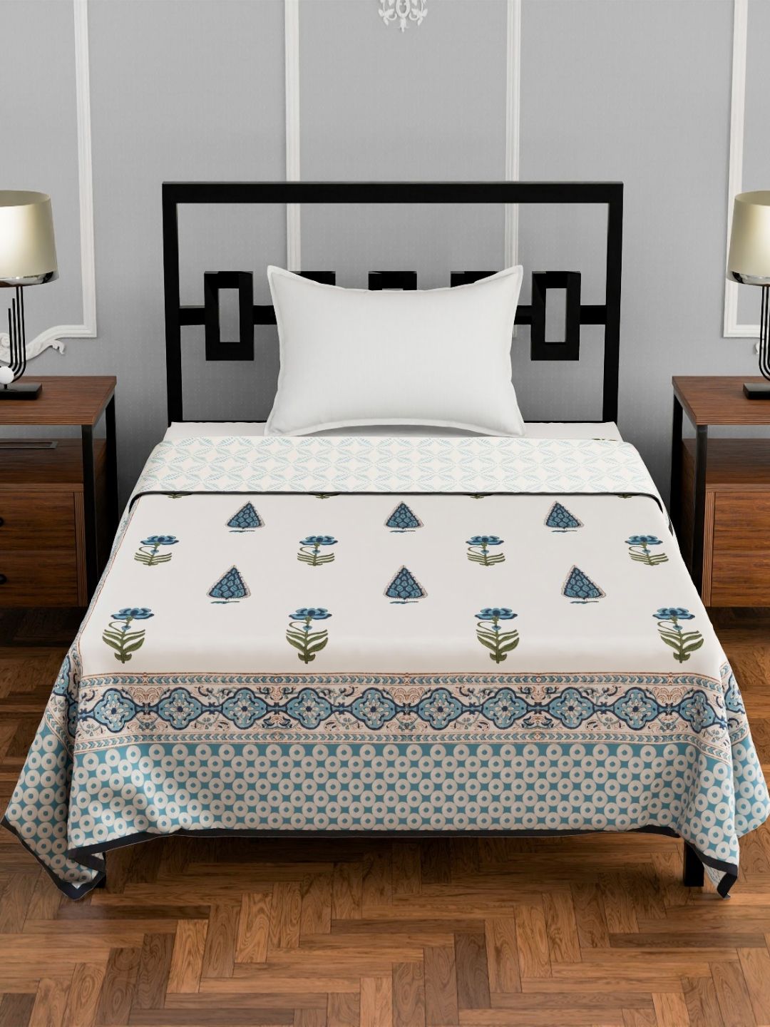 Jaipur Dohar Blue & Beige Floral Mild Winter 150 GSM Single Bed Dohar-picture-42
