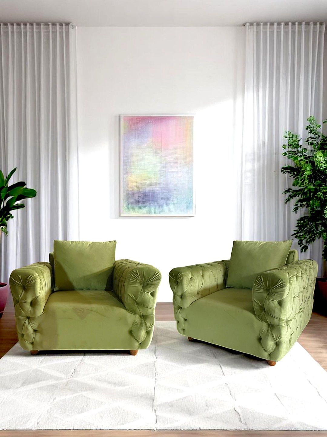 Ikiriya Set Of 2 Green Sofa Chairs