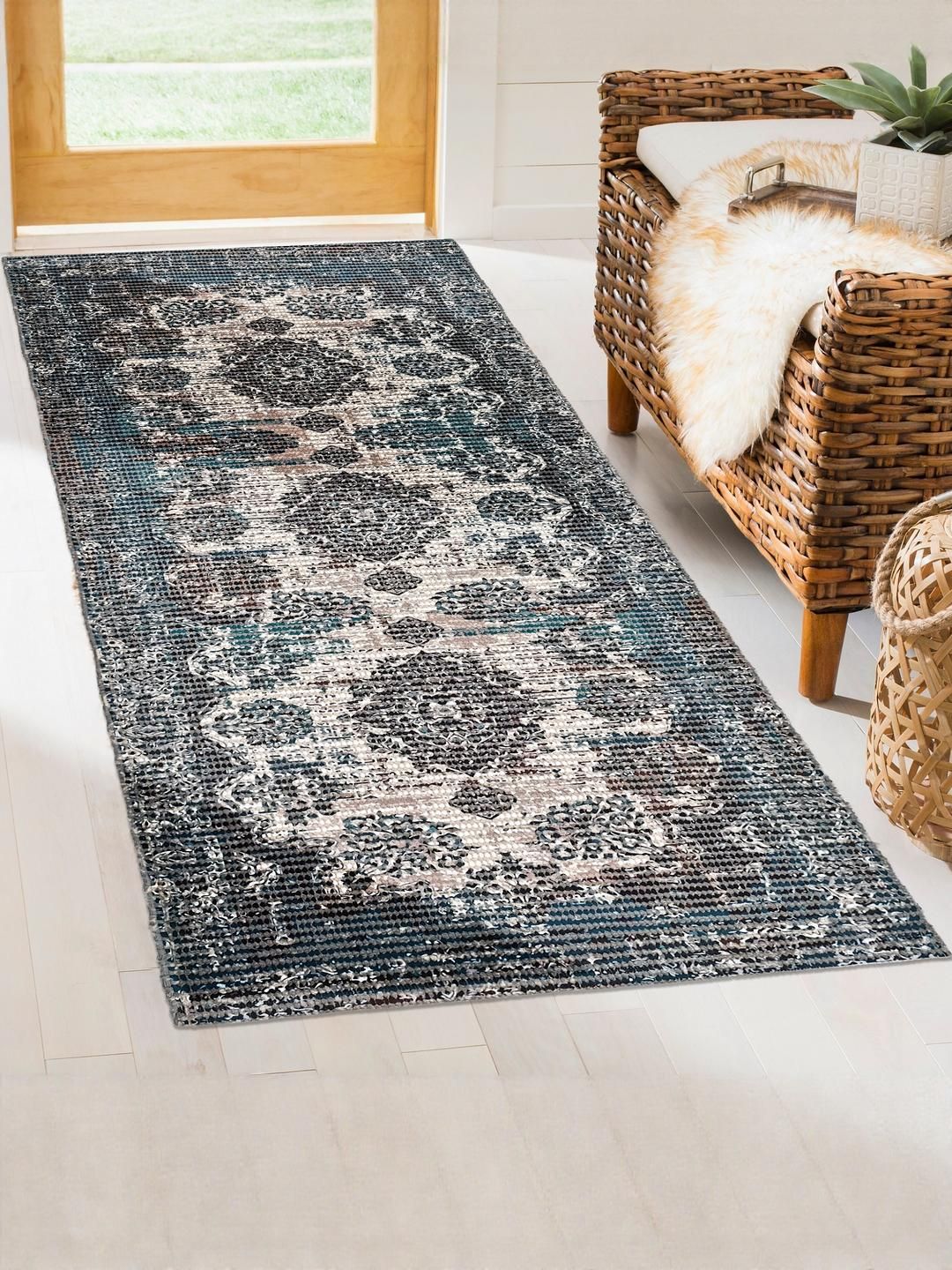 Homzz Turquoise Digital Printed Cotton Dhurrie-image-49