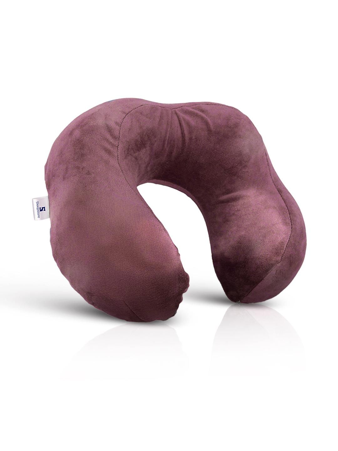 Sleepstore Purple Memory Foam Filled Cotton Soft Travel Neck Support Pillow-image-2
