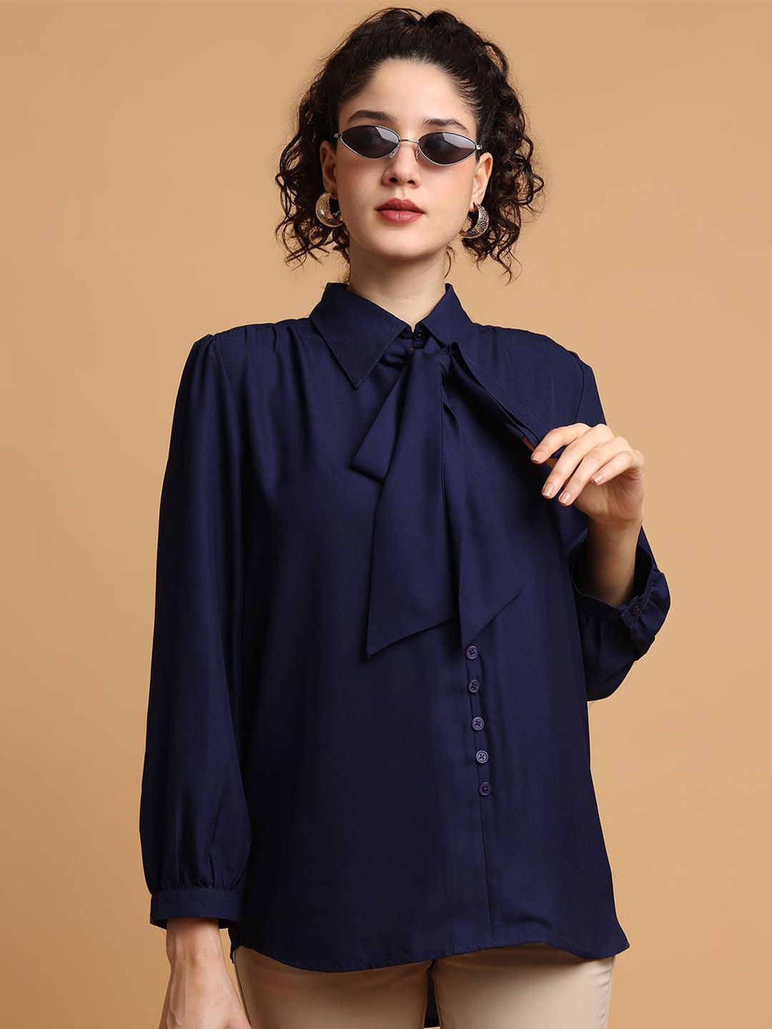 BLANC9 Women Solid Shirt Collar Shirt Style Top-picture-30