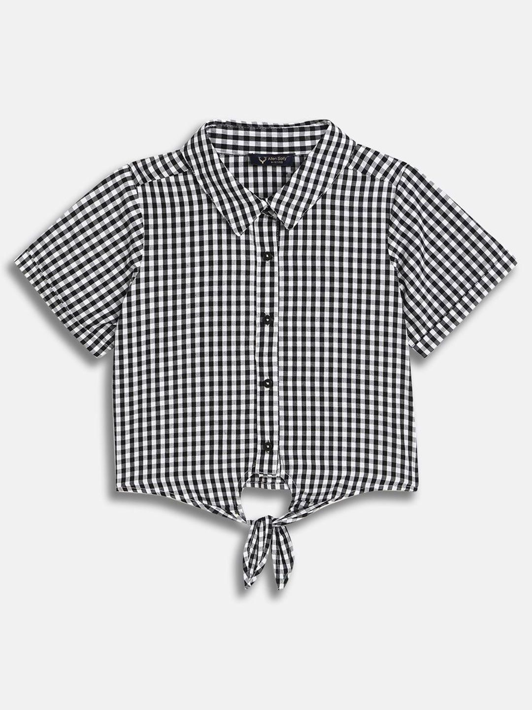 Allen Solly Junior Girls Gingham Checked Spread Collar Casual Shirt-picture-36
