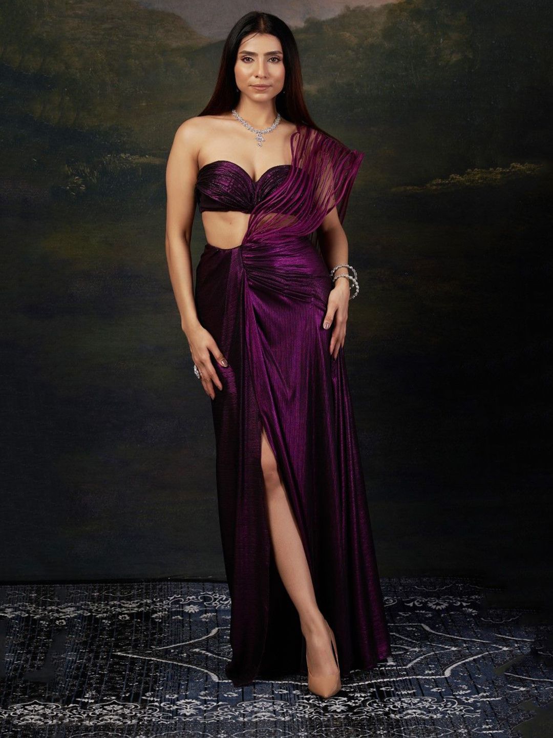 THETAA Embellished Saree with Intricate Katdana & Wire Work Pallu-picture-4
