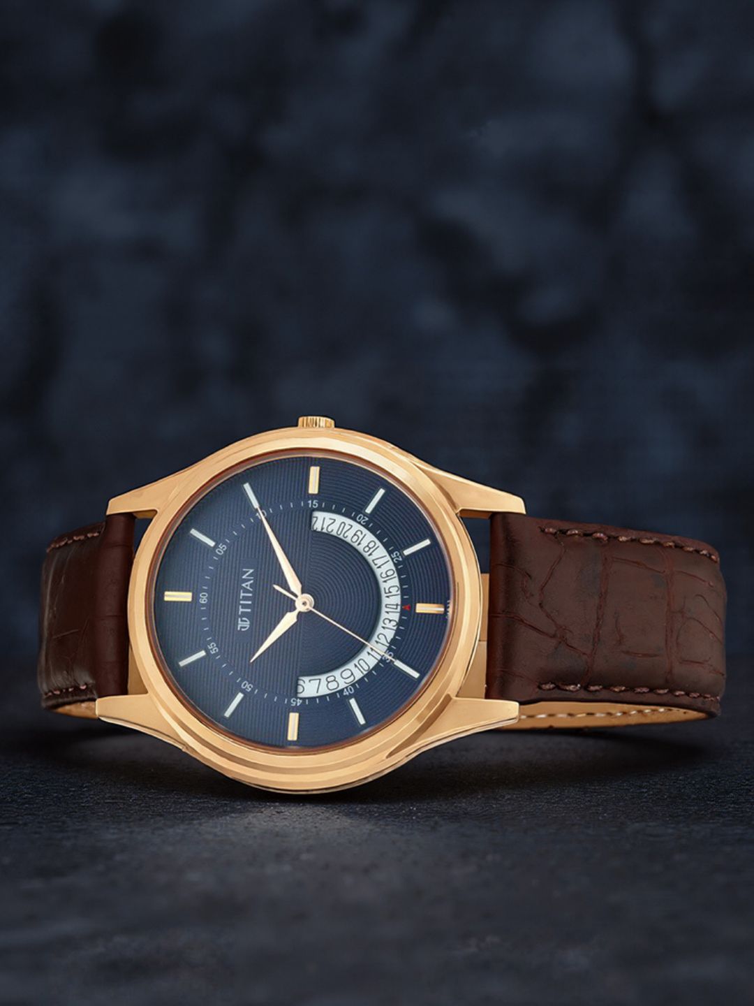 Titan Men Brown & Blue Analogue Watch 1713WL01