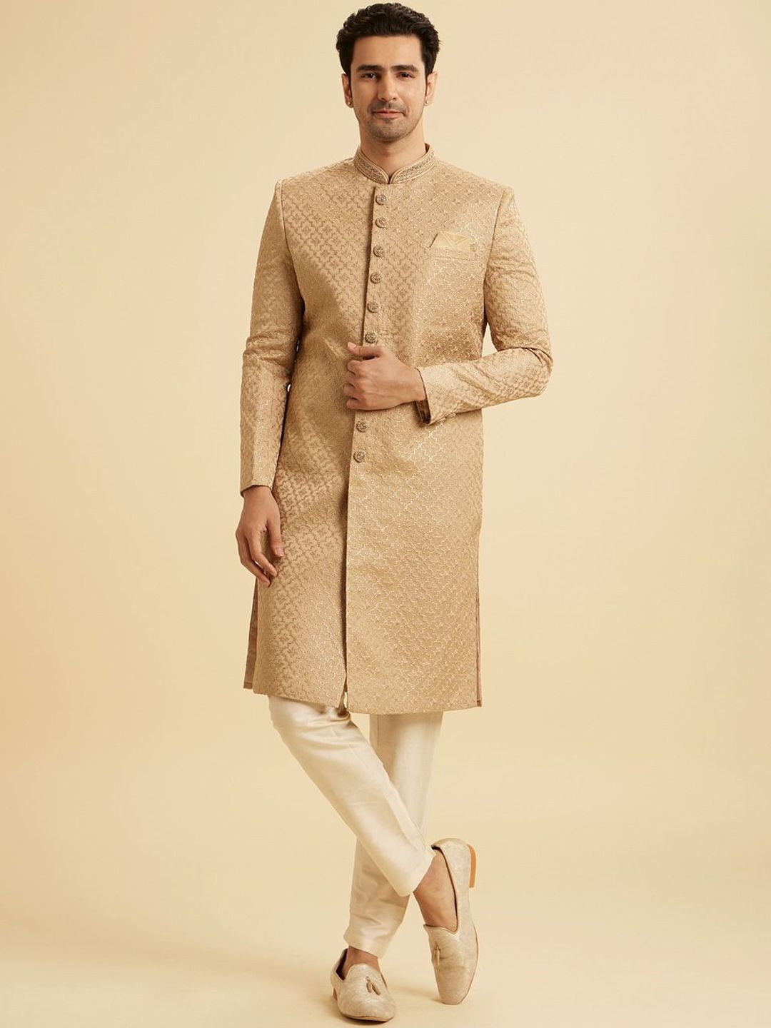 Manyavar Men Self-Design Grandeur Sherwani Set-picture-39