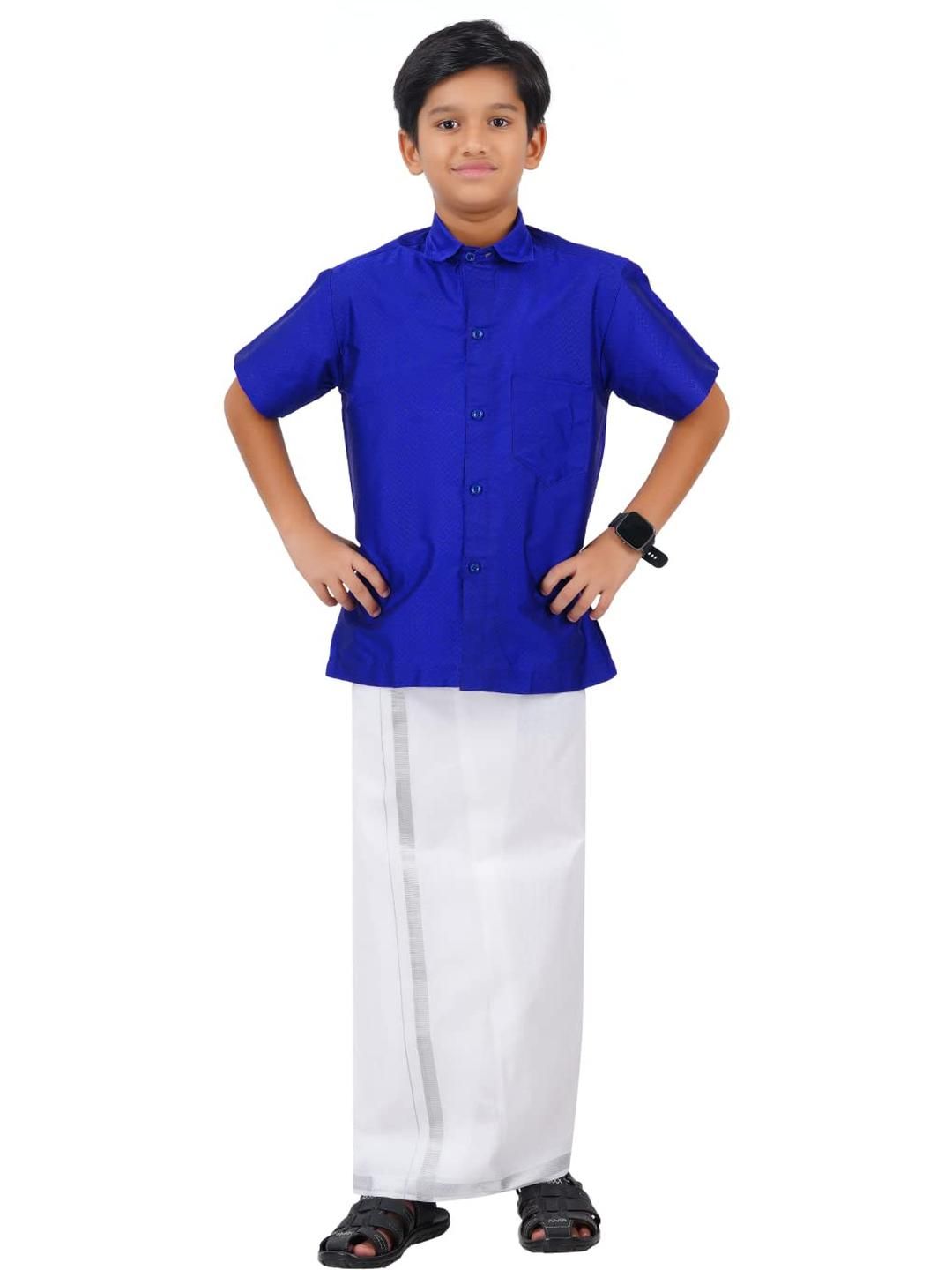 SKV ETHNIVERSE Boys Silk Blend Shirt & Dhoti Pants-picture-13