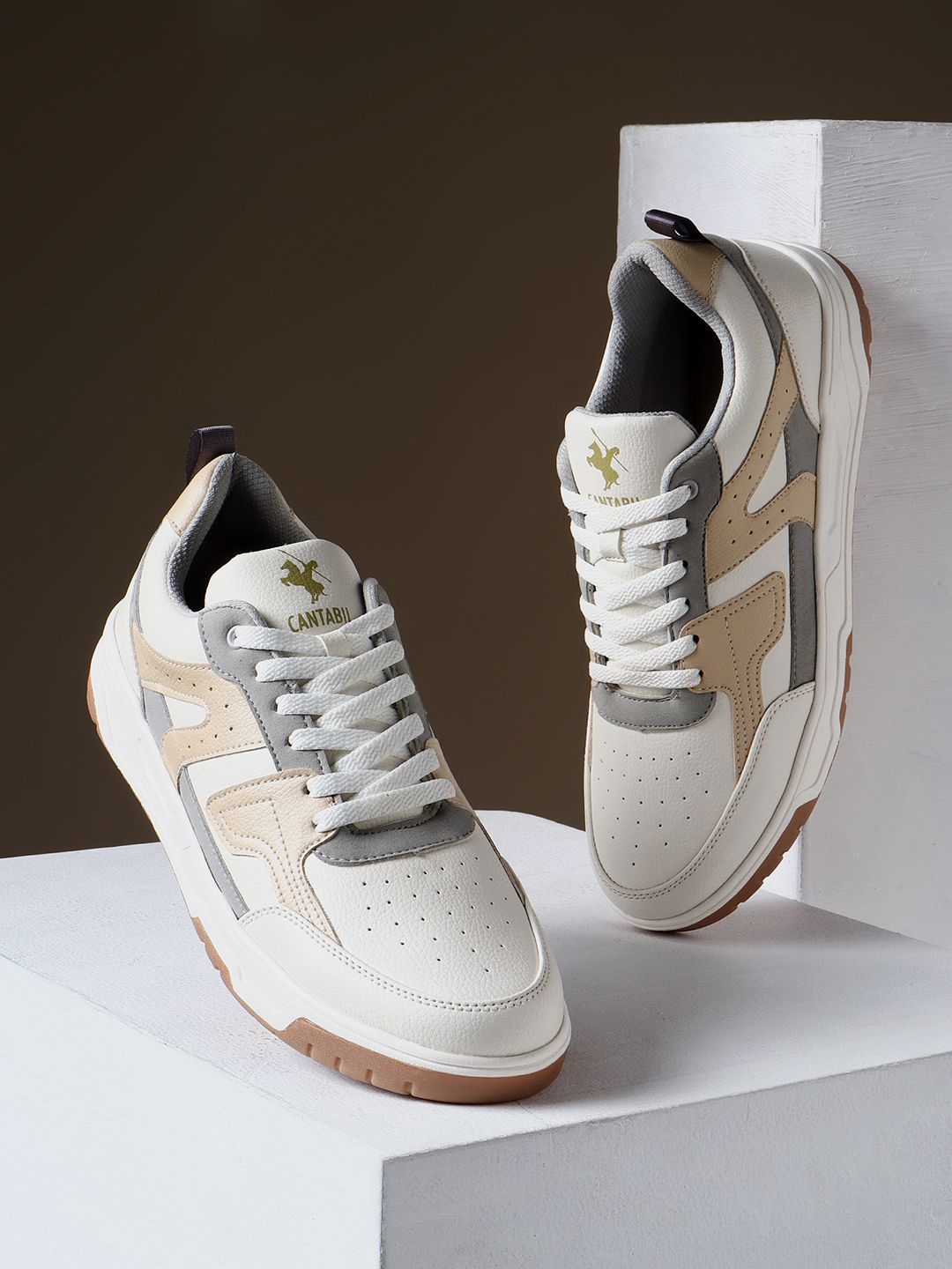Cantabil Men Colourblocked PU Sneakers-image-20