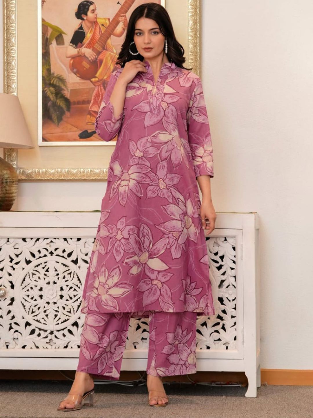 KALINI Women Floral Printed Regular Kurta with Palazzos