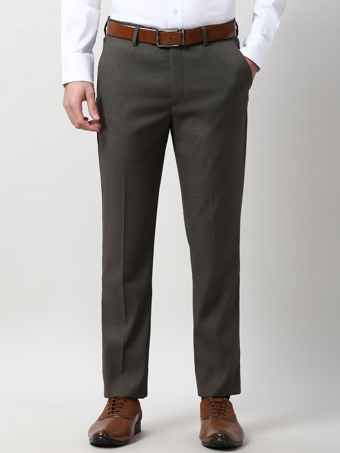 Peter England Elite Men Slim Fit Formal Trousers-picture-32