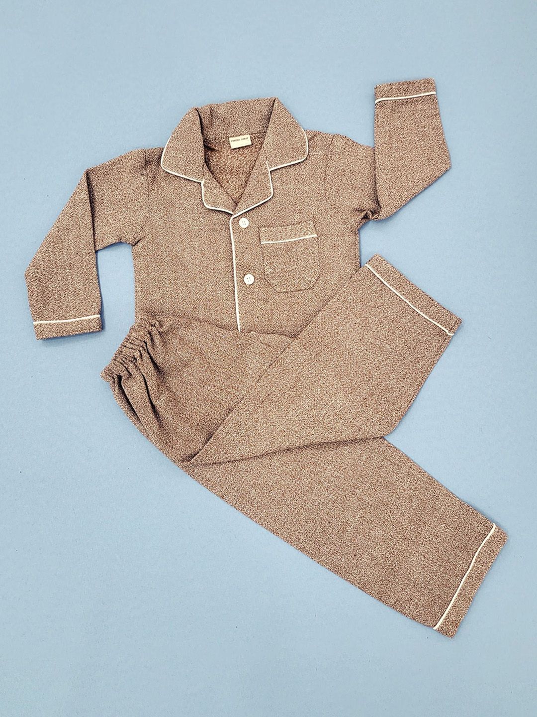 Freesia Array Kids Checked Lapel Collar Shirt Pyjamas Night suit-picture-18