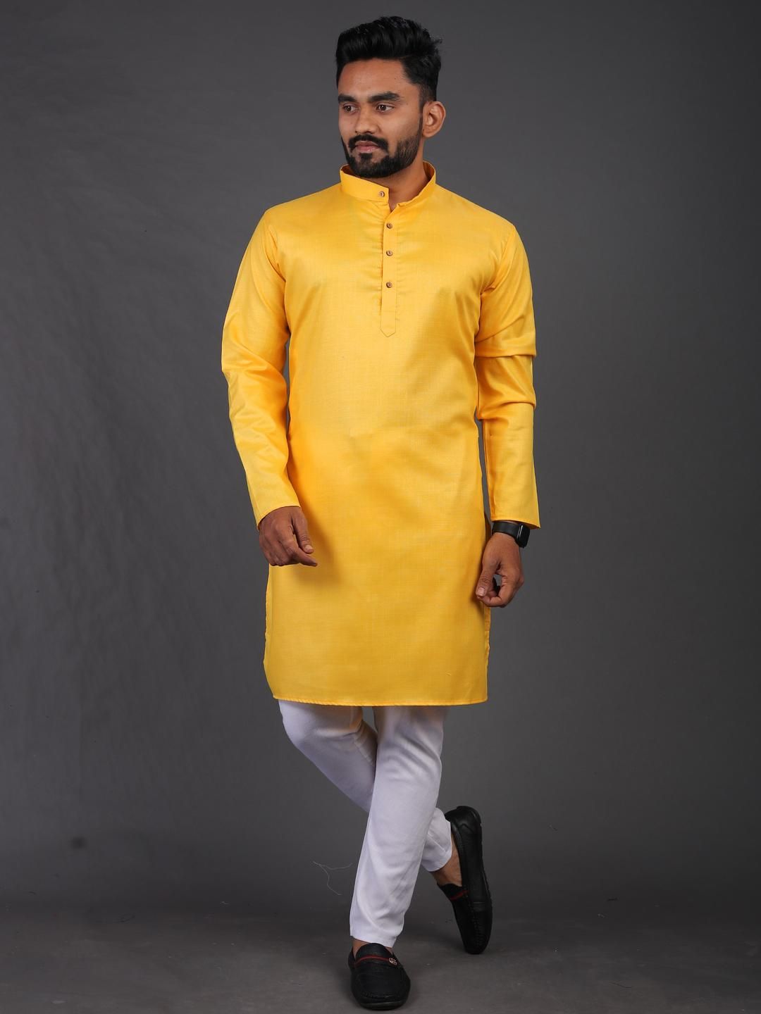 Enmozz Men Yellow Blended Kurtas-picture-14