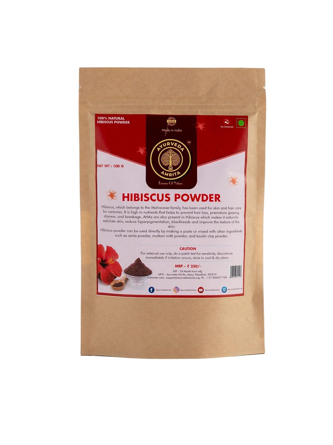 Ayurveda Amrita Natural & Organic Hibiscus Powder- 100 g-image-20