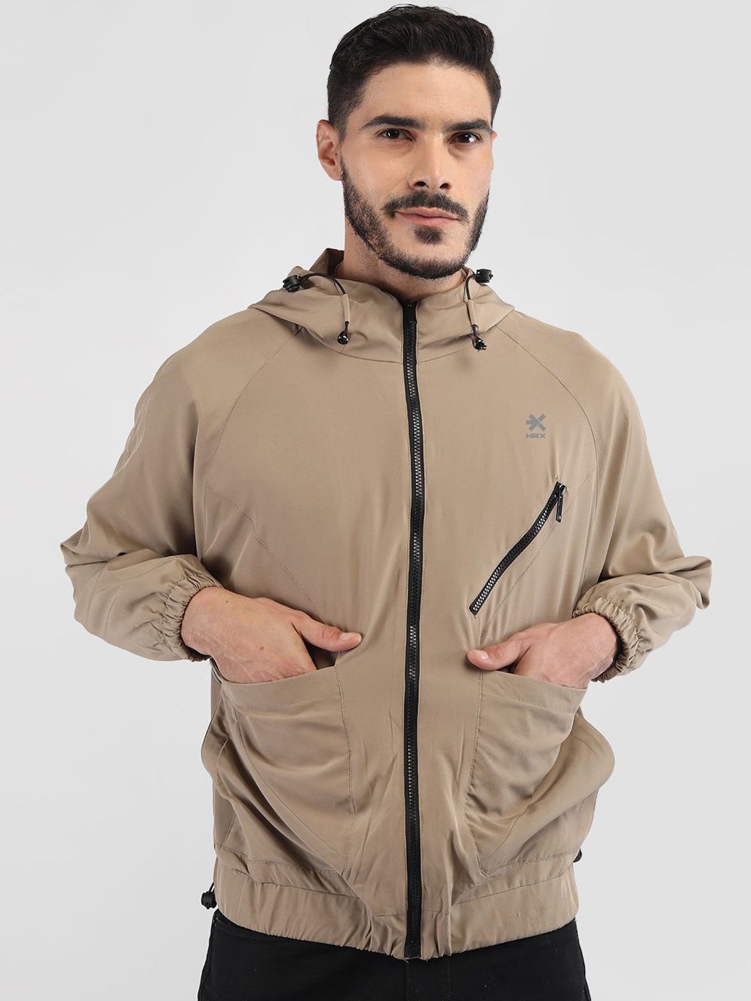 HRX by Hrithik Roshan Men Hooded Solid Windcheater Bomber Jacket-picture-31