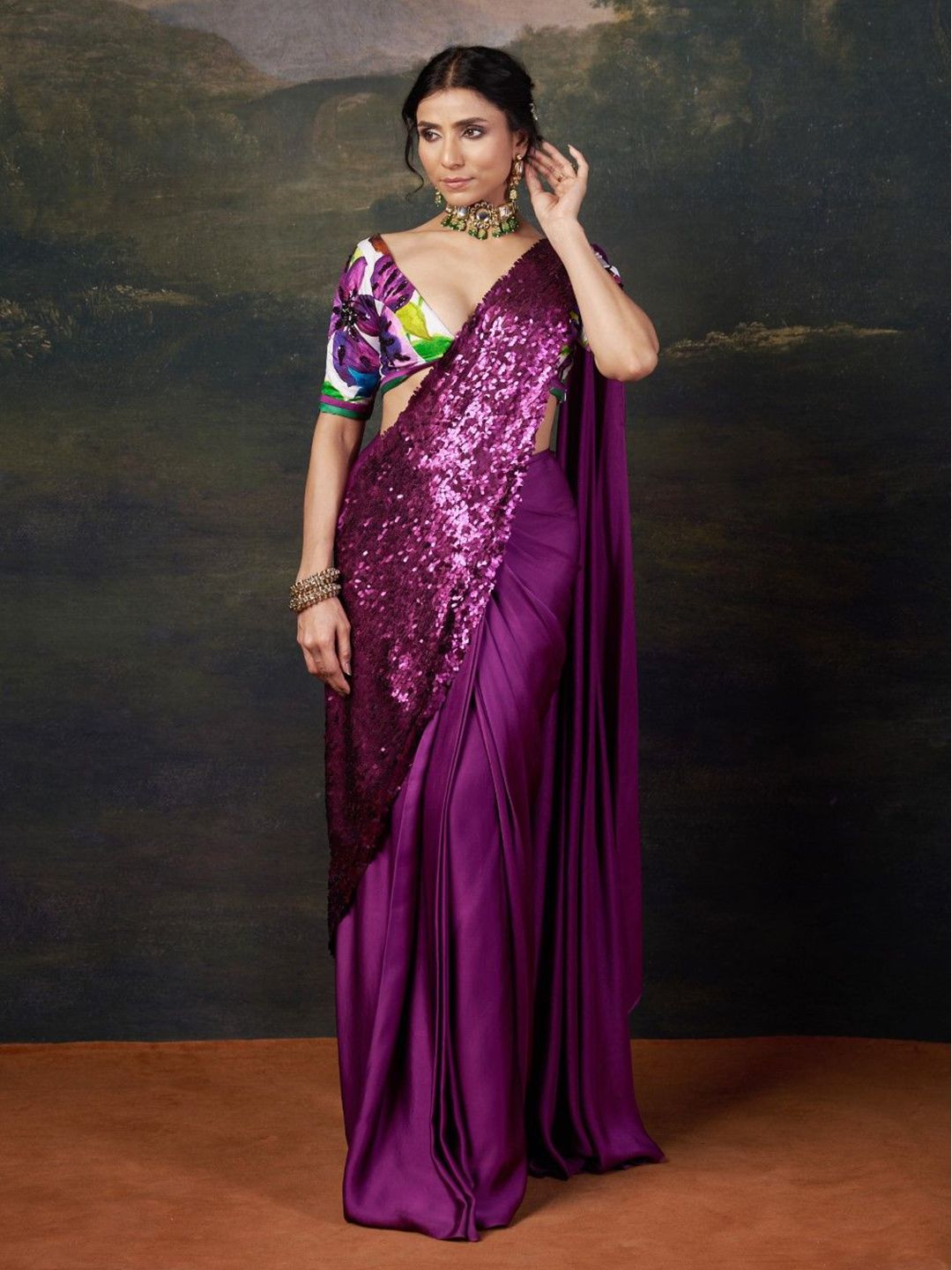 THETAA Embellished Satin Heavy Work Ready to Wear Saree-image-16