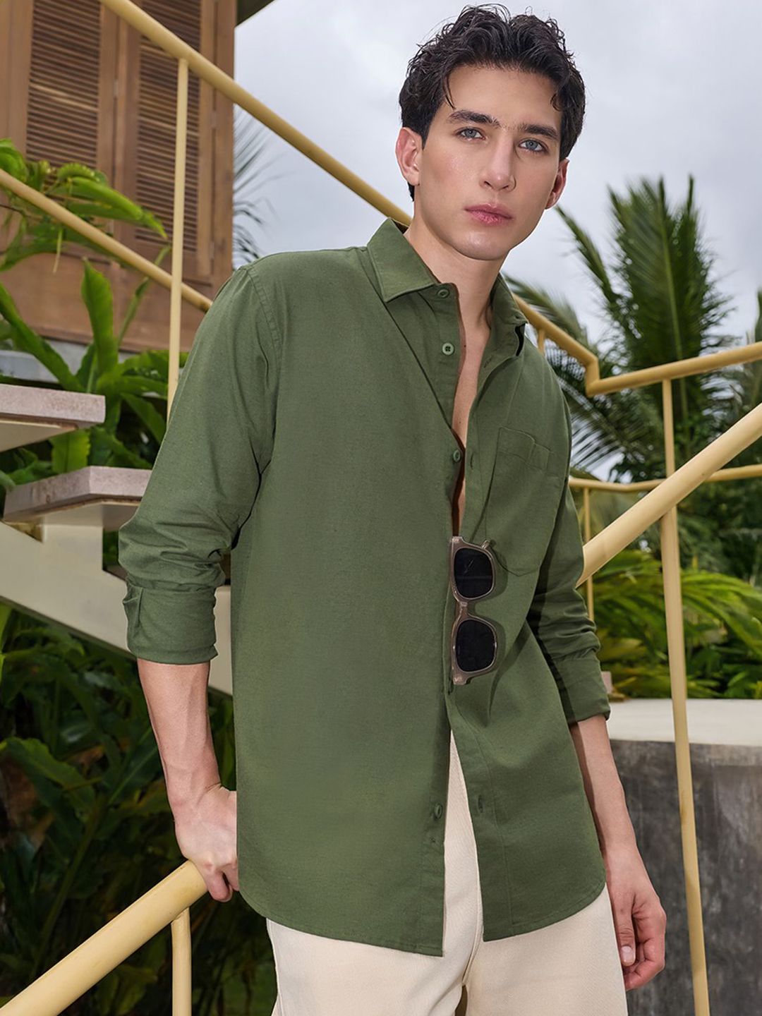 Bewakoof Linen Spread Collar Casual Shirt-picture-35