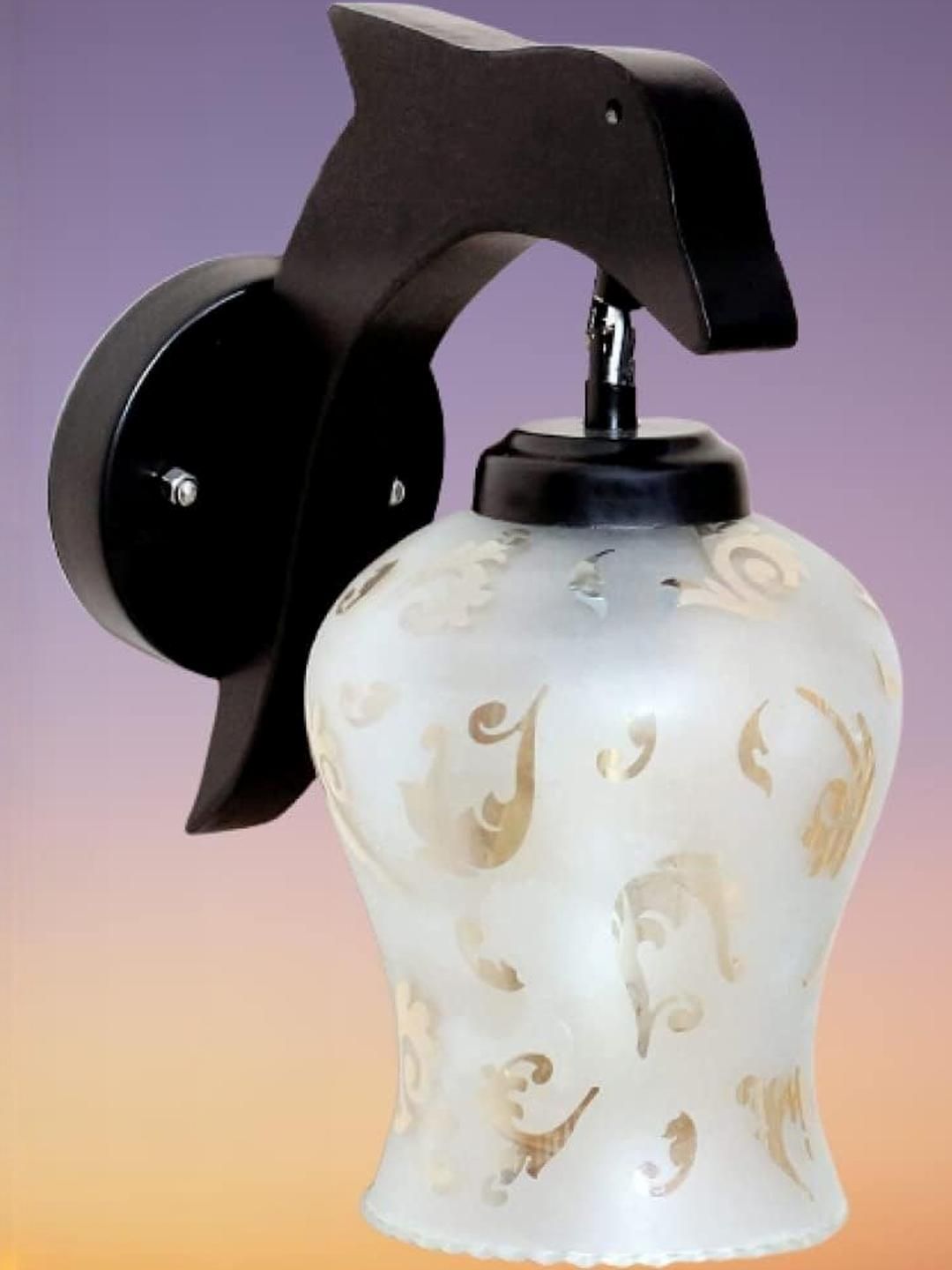SWIATLO Black & White Printed Wood Frustum Shaped Wall Lamp With Bulb-picture-42