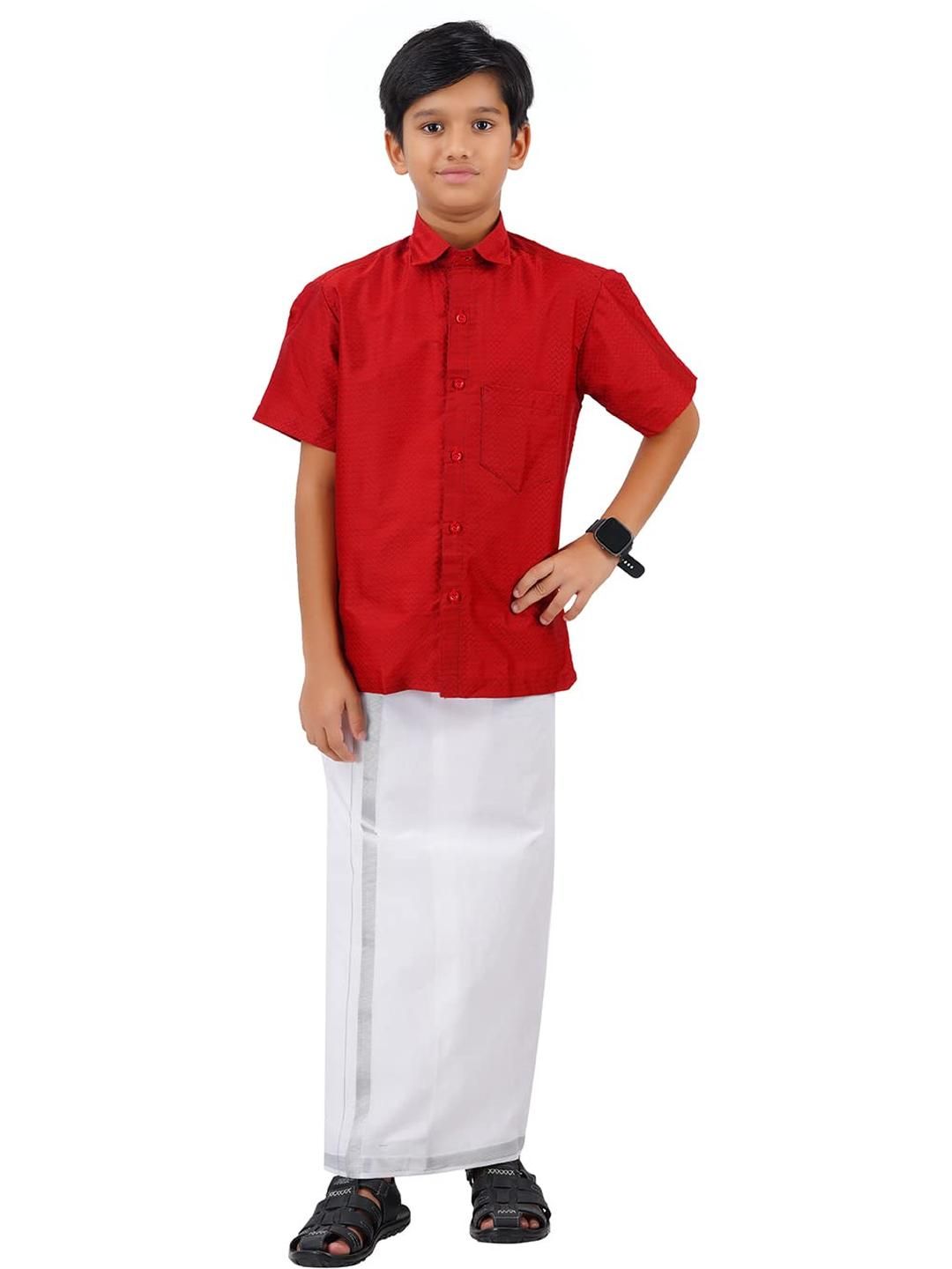 SKV ETHNIVERSE Boys Silk Blend Shirt & Dhoti Pants-picture-14