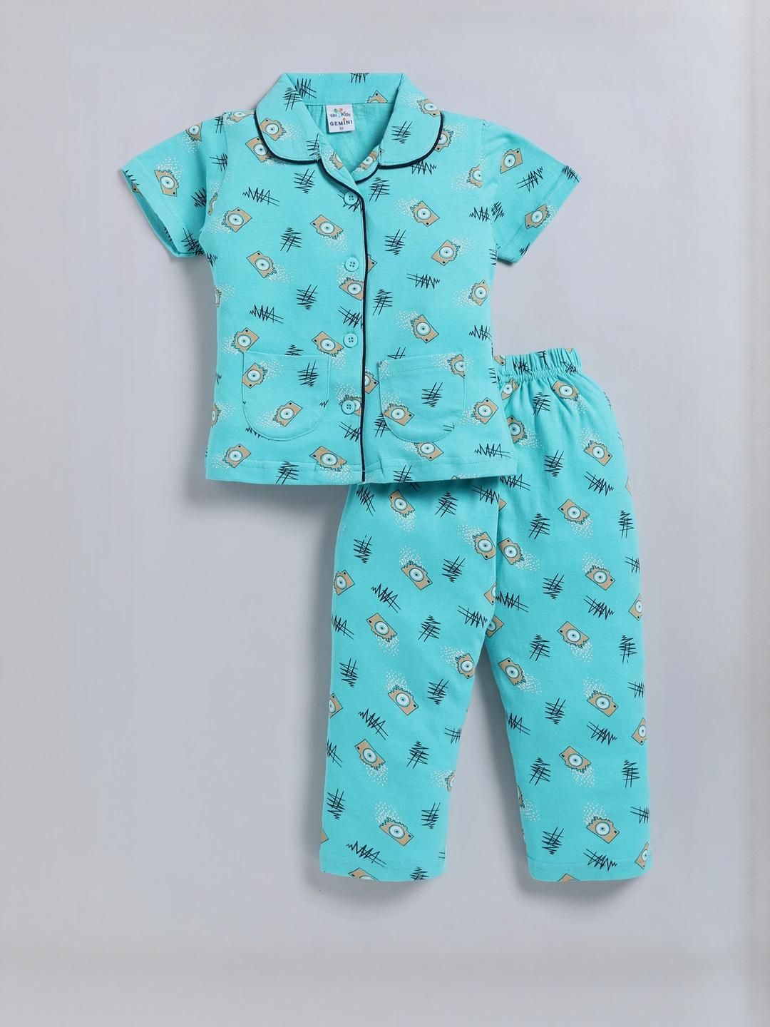 GEMINI Girls Pure Cotton Printed Nightdress-image-2