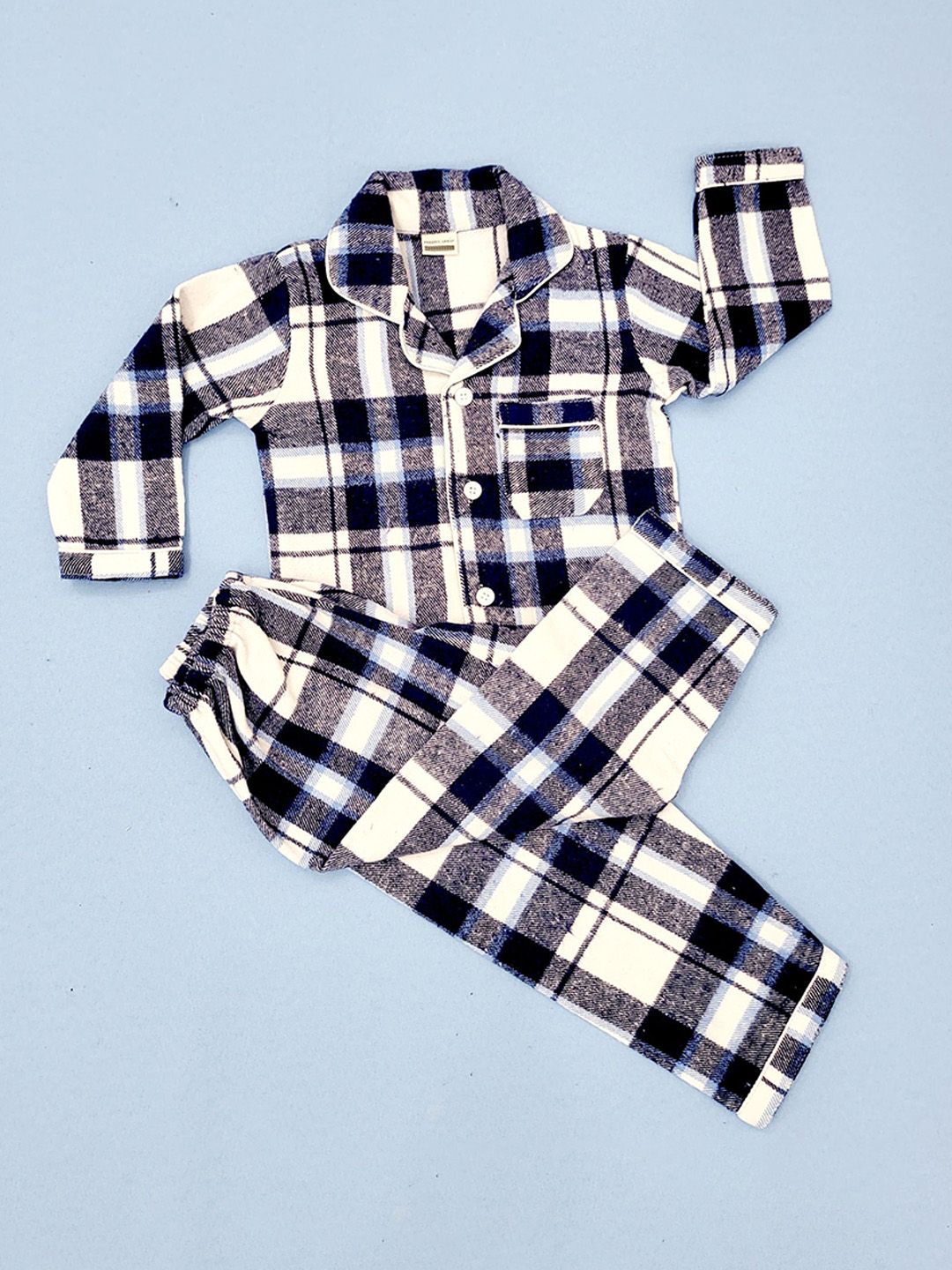Freesia Array Kids Checked Lapel Collar Night suit-picture-17